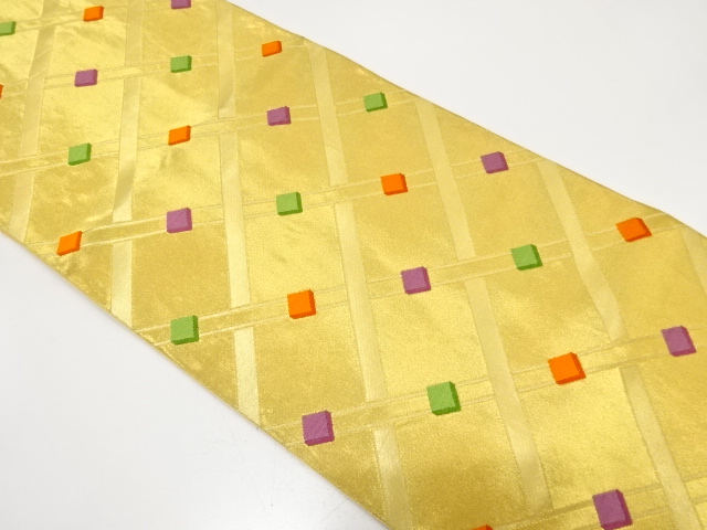 JAPANESE KIMONO / ANTIQUE FUKURO OBI / SILK / WOVEN GRID
